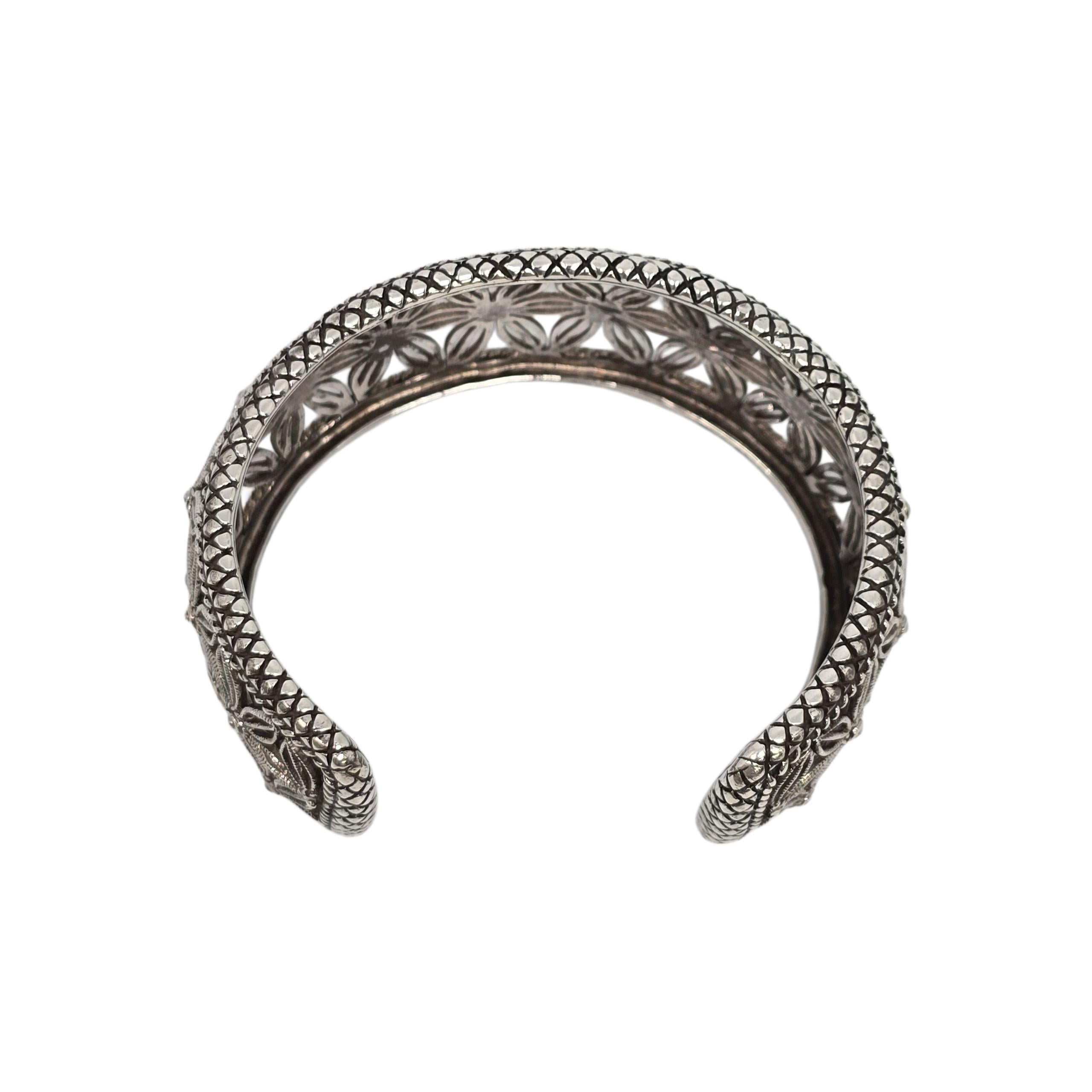 Andrea Candela Sterling Silber 18KT Diamant Blume Tesoro Manschettenknopf Armband #22551 Damen im Angebot