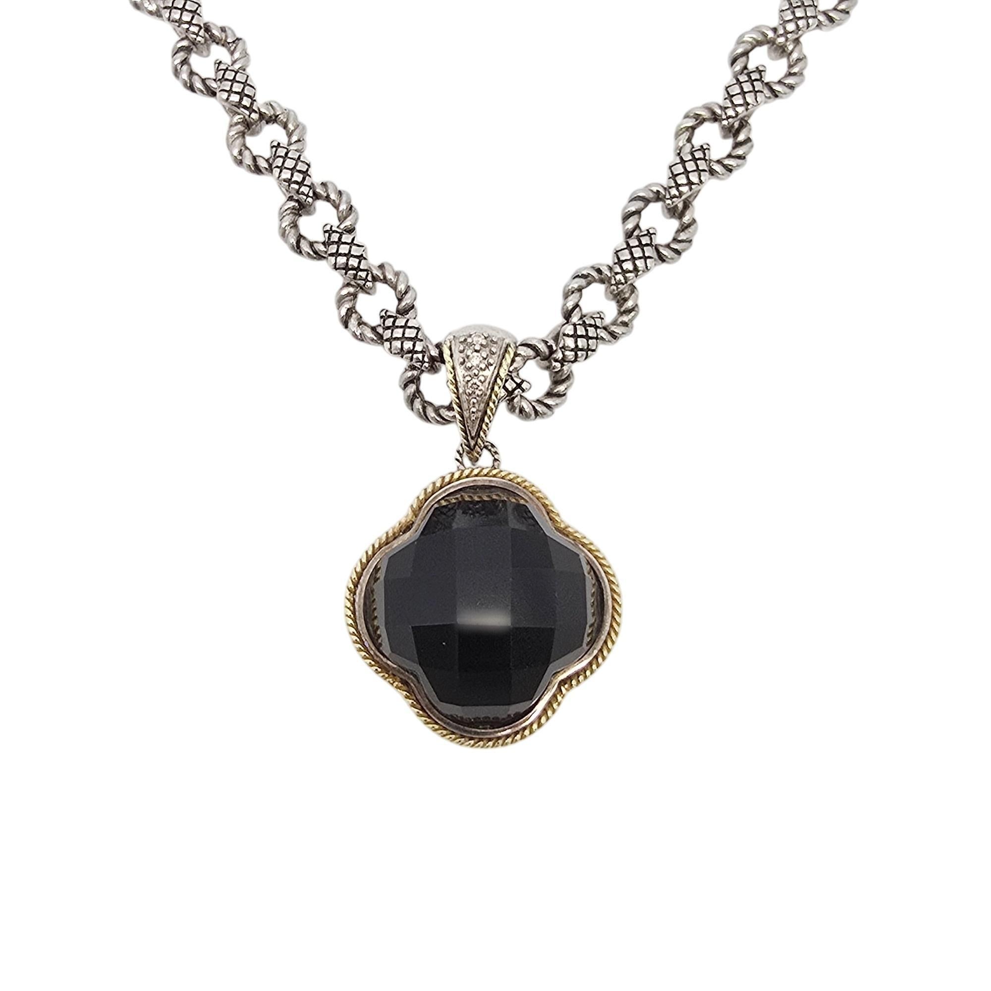 Taglio misto Andrea Candela Collana con ciondolo a forma di trifoglio in argento Siver 18K Onyx Doublet #20989 in vendita