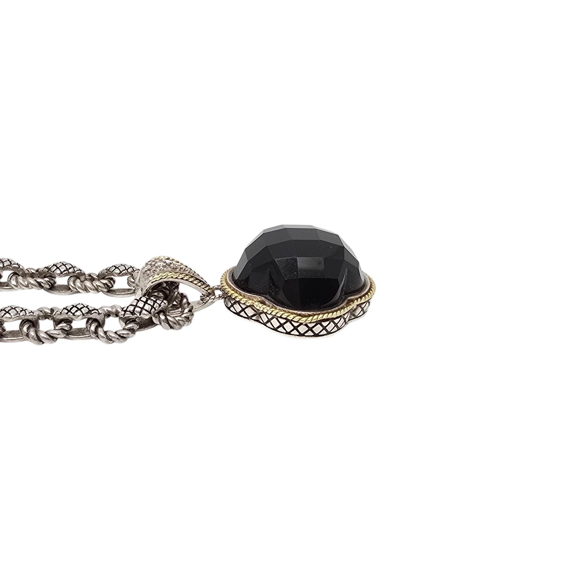 Andrea Candela Collana con ciondolo a forma di trifoglio in argento Siver 18K Onyx Doublet #20989 In condizioni buone in vendita a Washington Depot, CT