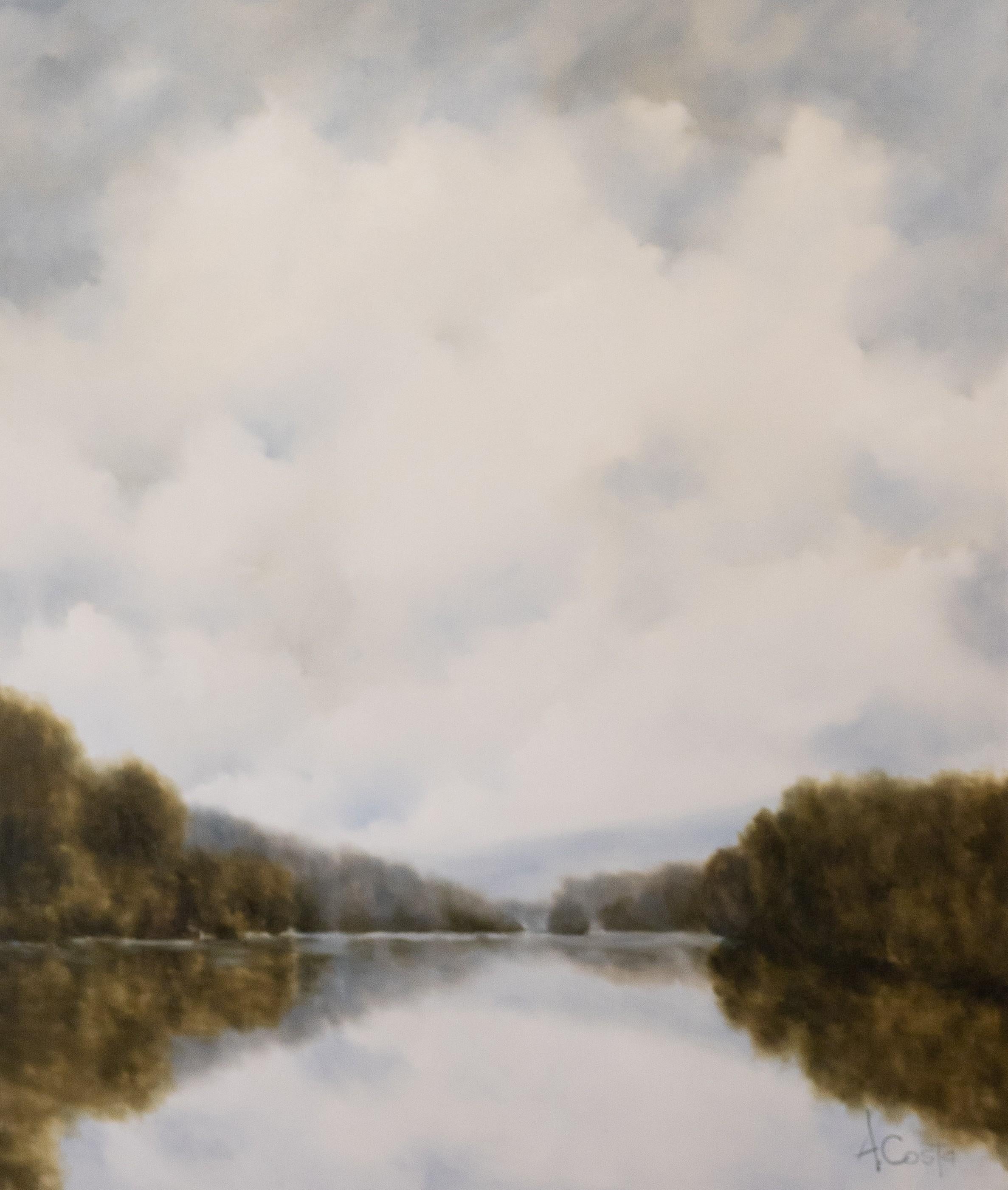 Born Free: Large Atmospheric River Landscape Oil Painting by Andrea Costa