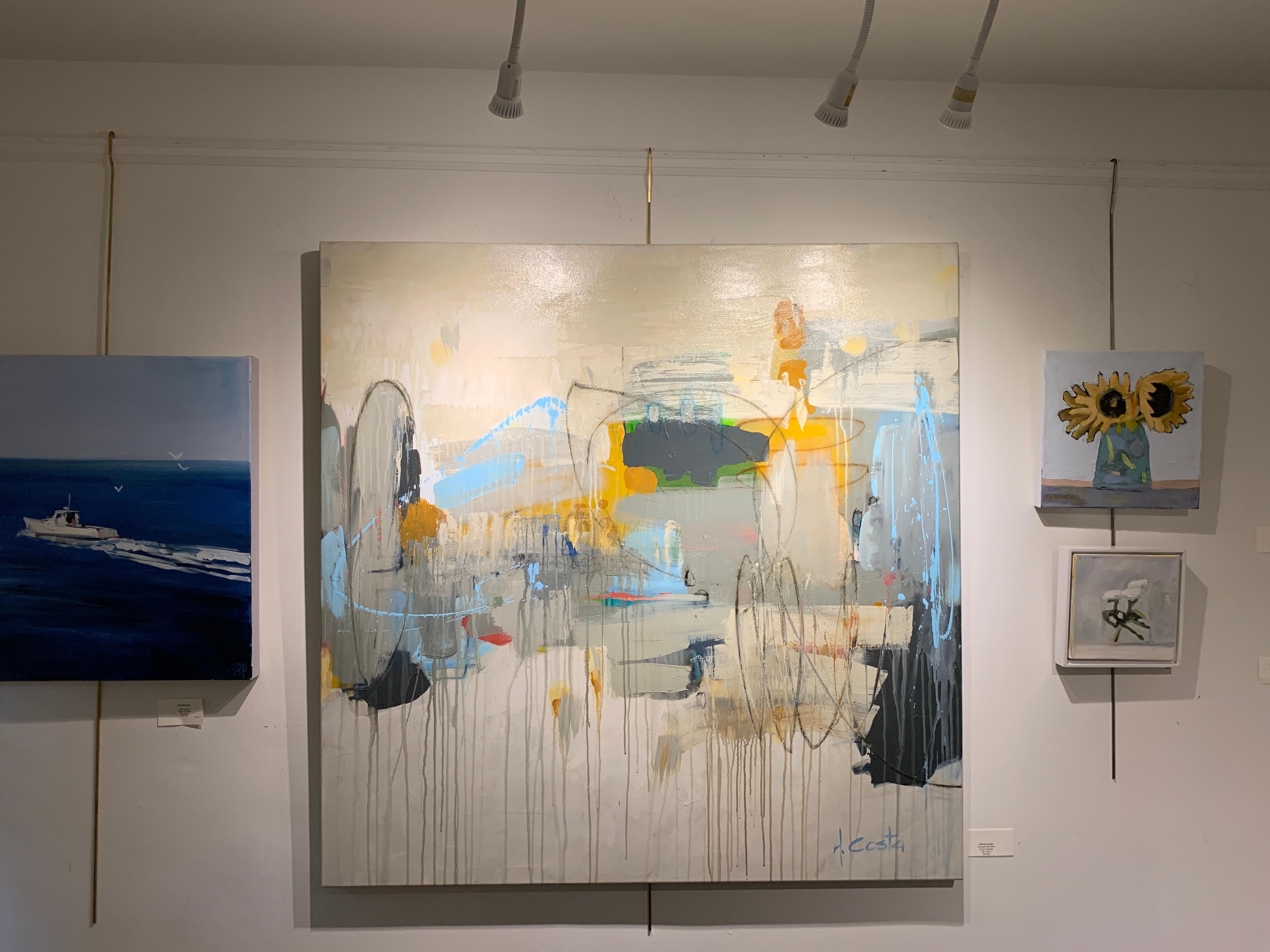 Changed My Mind by Andrea Costa, Large Square Abstract Painting With Blue 2
