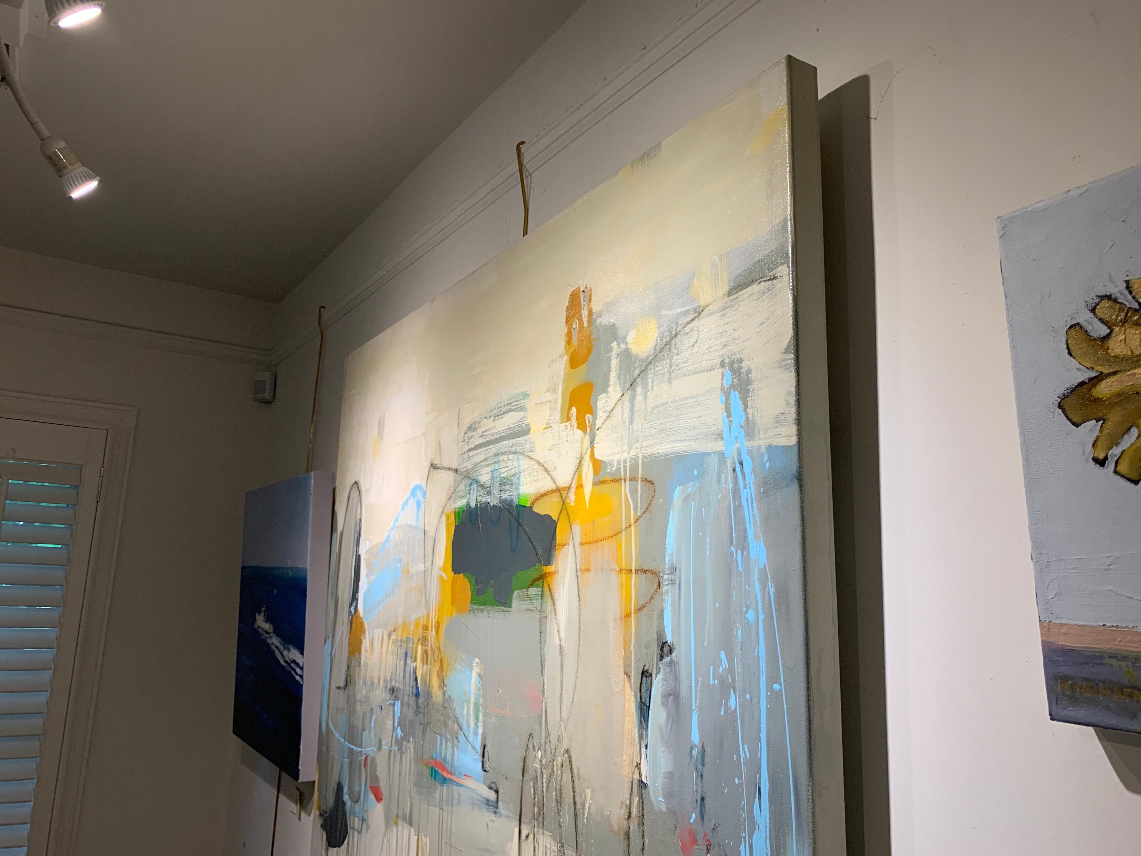 Changed My Mind by Andrea Costa, Large Square Abstract Painting With Blue 5