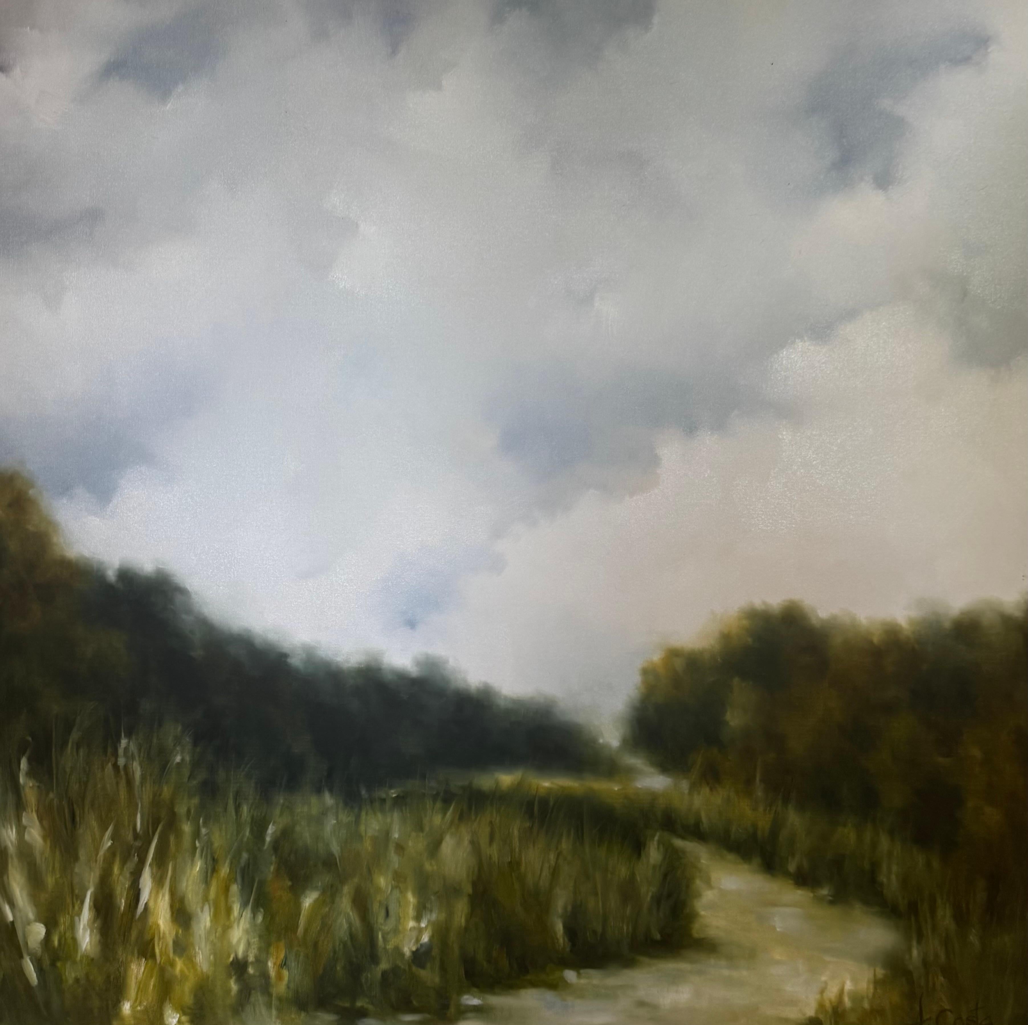 Camino costero Paisaje Pintura Escena de playa Arte de pared contemporáneo