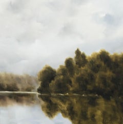 Feels Like Fall by Andrea Costa, Landscape Lake, Water Oil Painting Square