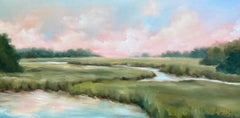 Marsh Morning by Andrea Costa, Landscape Lake, Water Oil Painting Horizontal