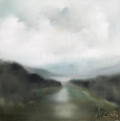 Misty, Square Impressionist Landscape on Canvas