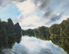 Peinture à l'huile de paysage impressionniste horizontal « Special Lake » d'Andrea Costa