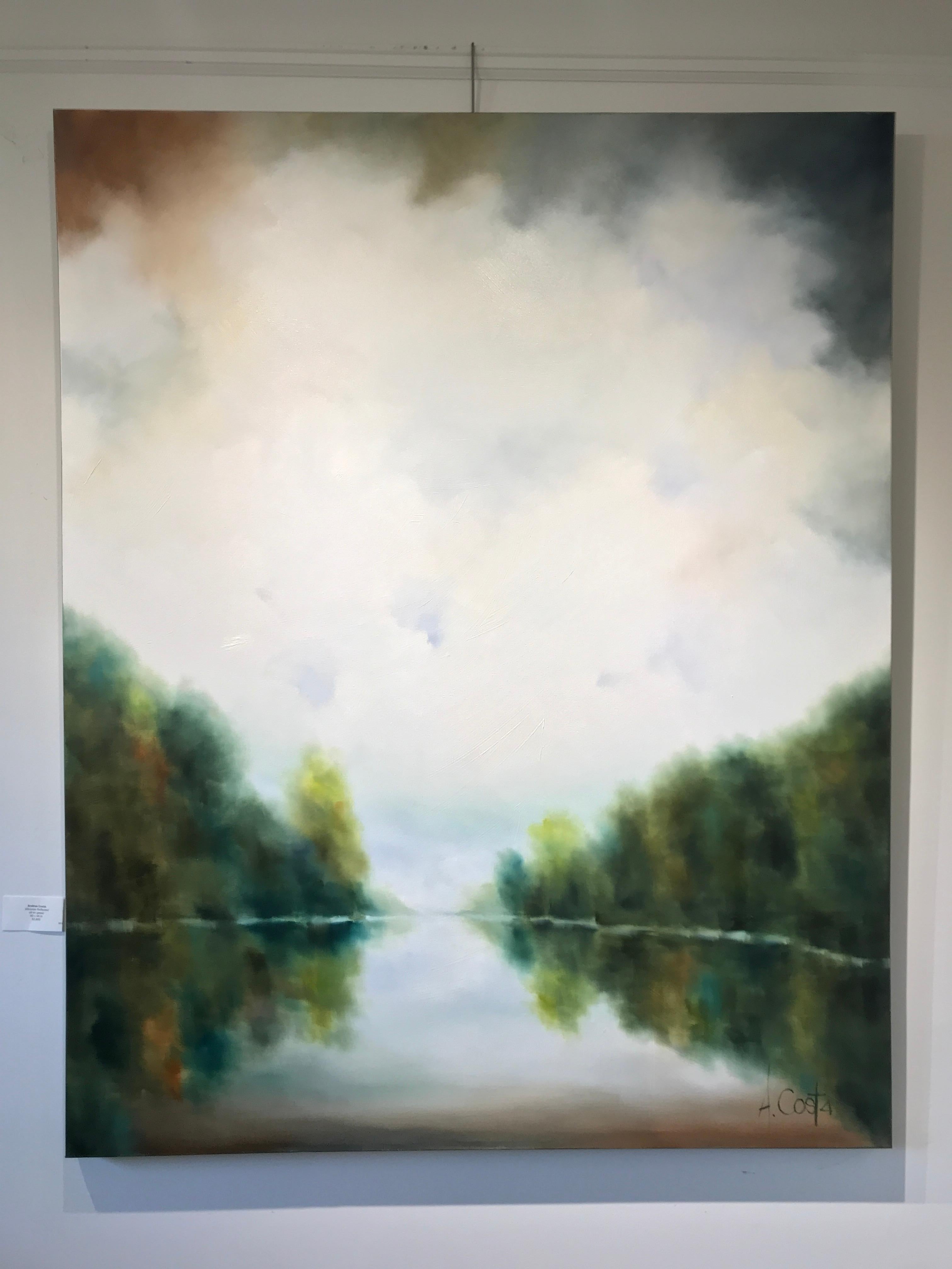Vibrance Reflected by Andrea Costa, Large Oil on Gesso Impressionist Landscape 1