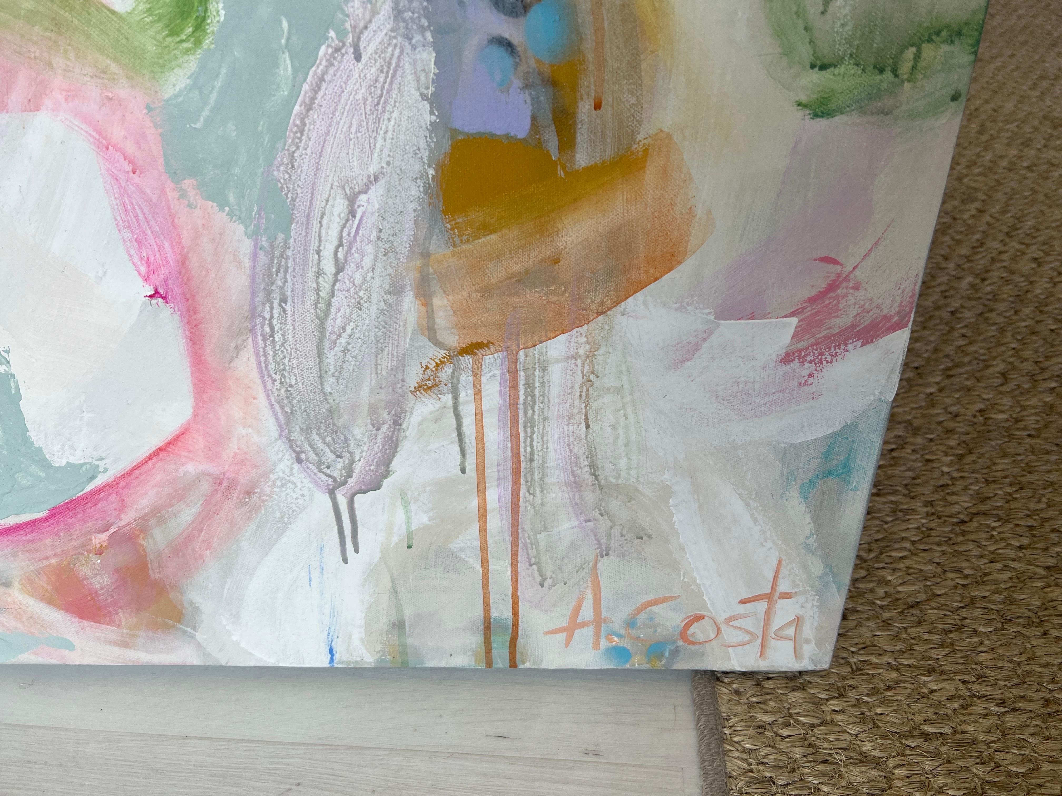 Young & In Love di Andrea Costa, grande quadro ad olio verticale astratto 2