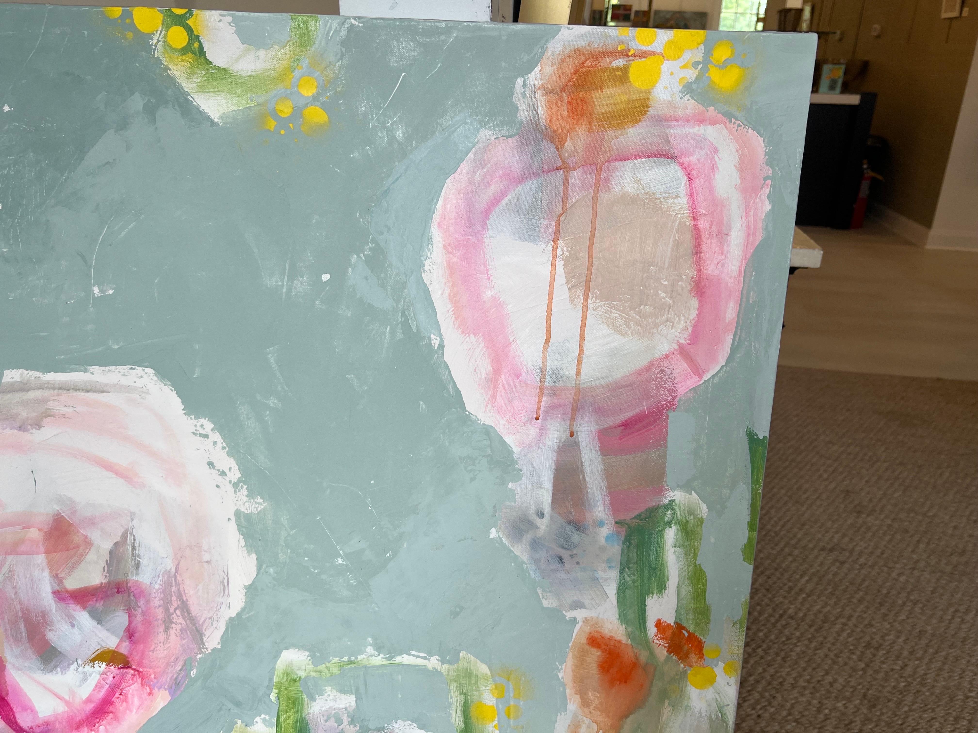 Young & In Love di Andrea Costa, grande quadro ad olio verticale astratto 3