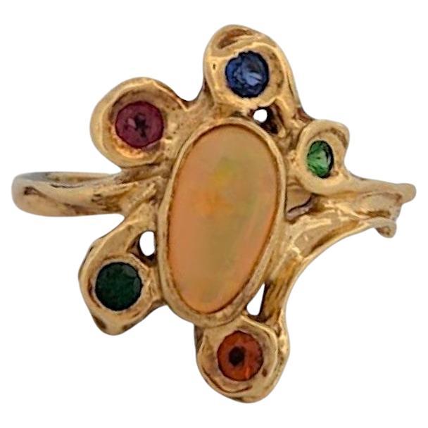 Andrea  Custom 18k Yellow Gold Ring by Jeweler Barb Evans, Unique Gemstone Ring For Sale