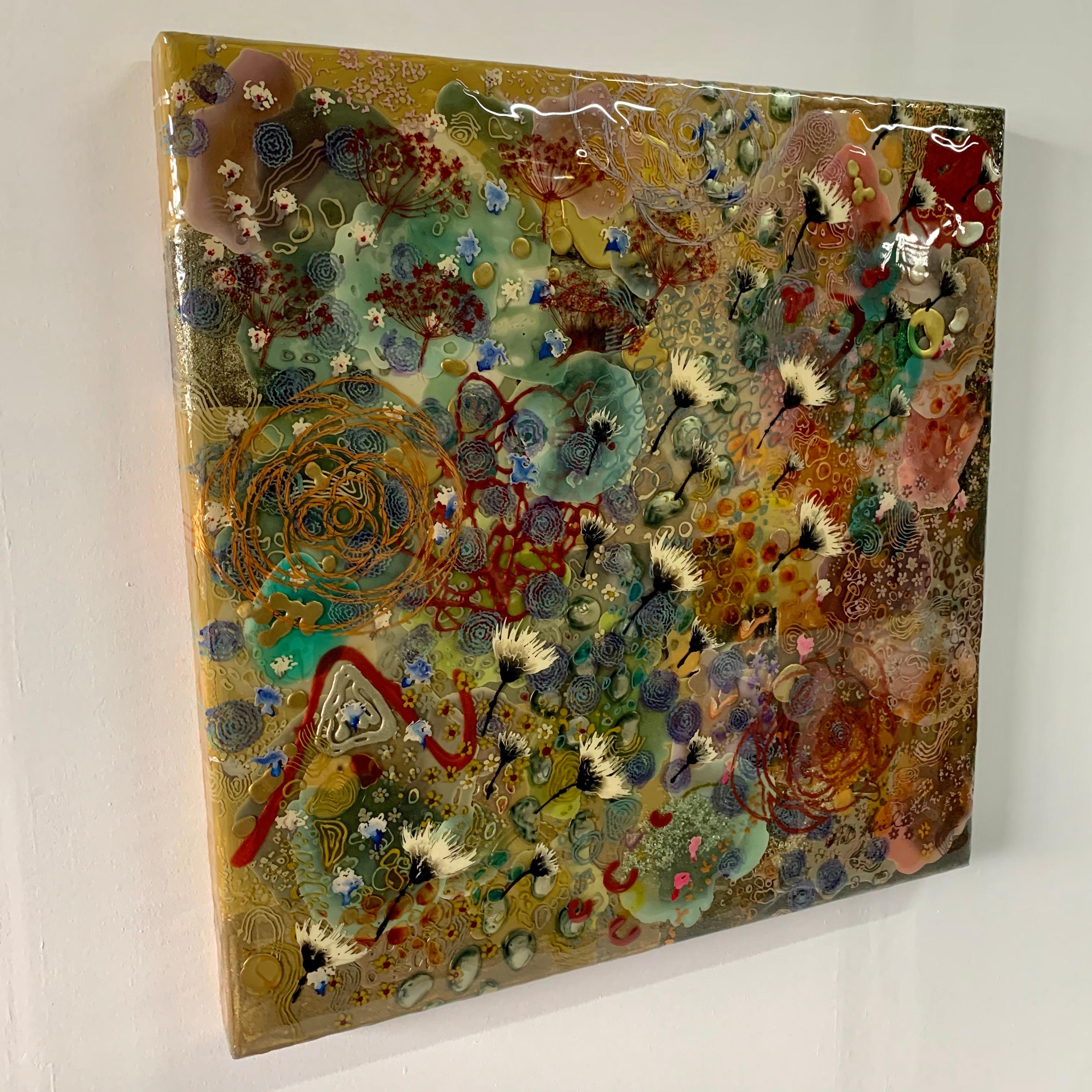 This exquisite and colorful resin painting with many many whimsical elements, shows the artistry and creativity of Ms. Reich. Signed and dated to verso.

Biography: Andrea Dasha Reich, born in Prague and schooled in Jerusalem at the Bezalel