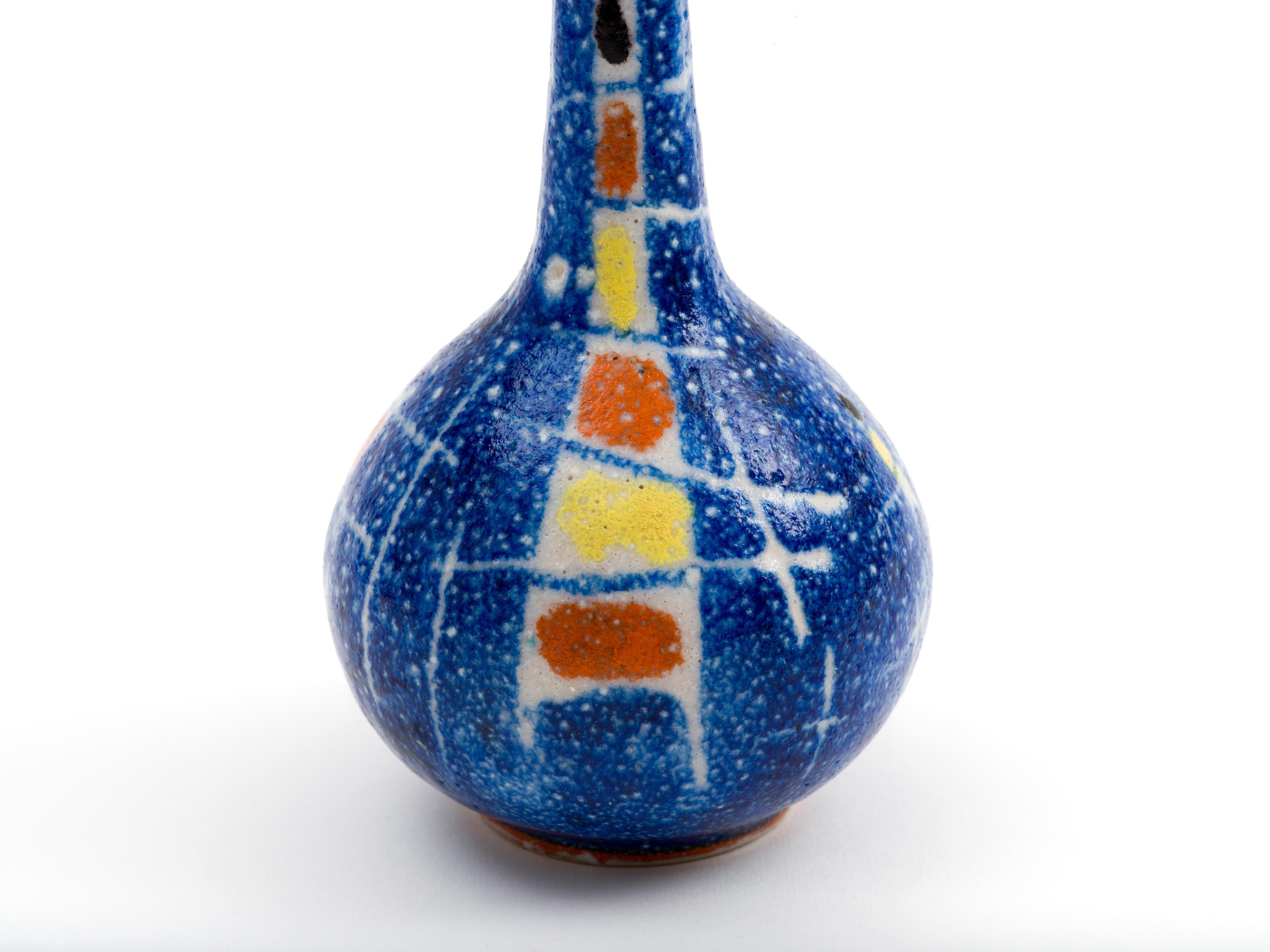 Mid-Century Modern Andrea D'Arienzo, Guido Gambone Ceramic Bud Vase in Primary Colors
