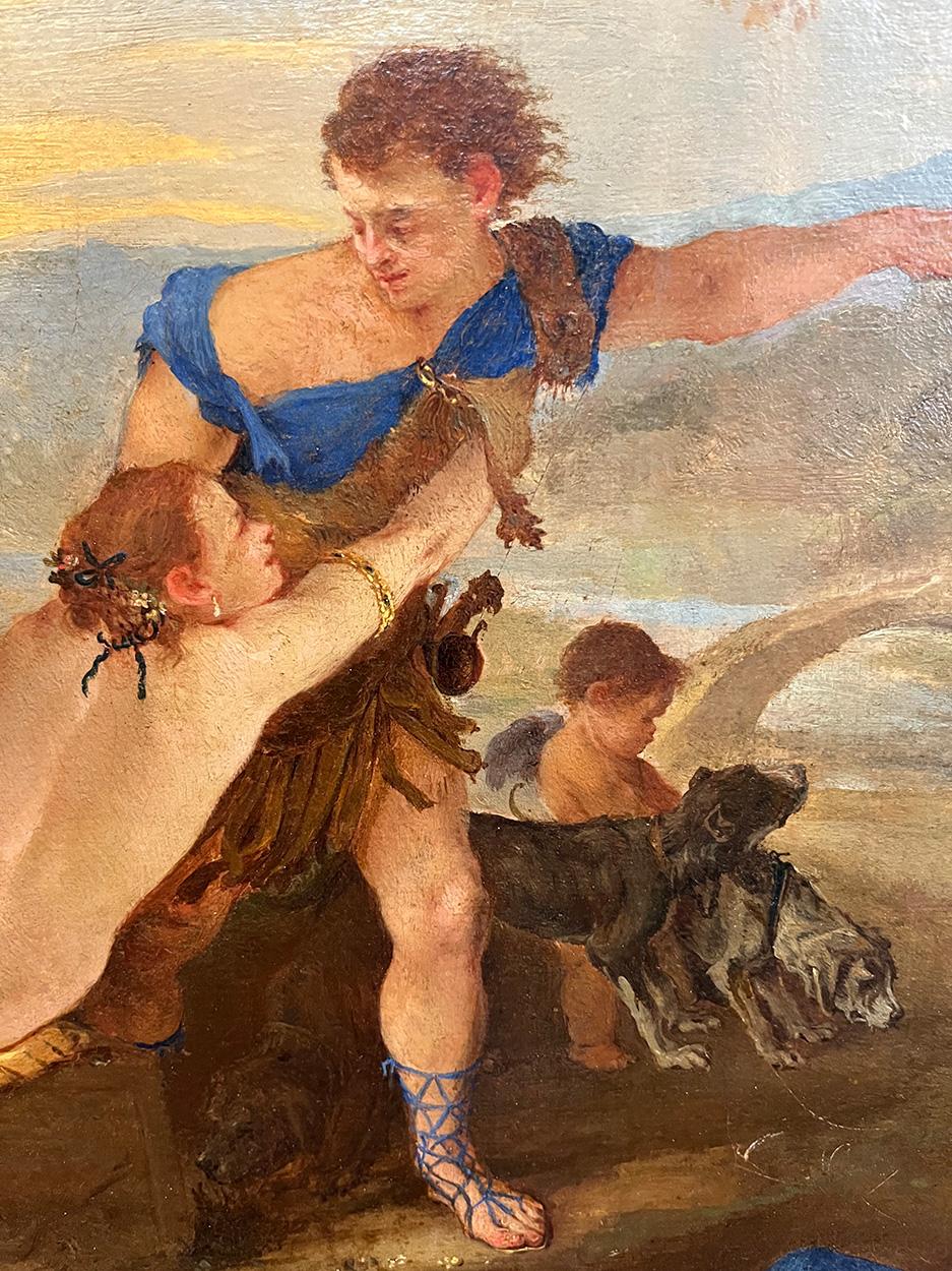 17th Century by Andrea De Lione Venus and Adonis Oil on canvas For Sale 3