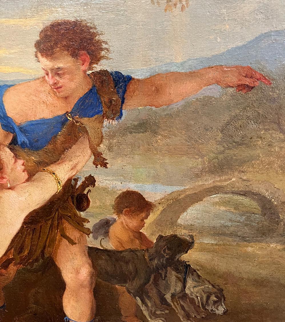 17th Century by Andrea De Lione Venus and Adonis Oil on canvas For Sale 5