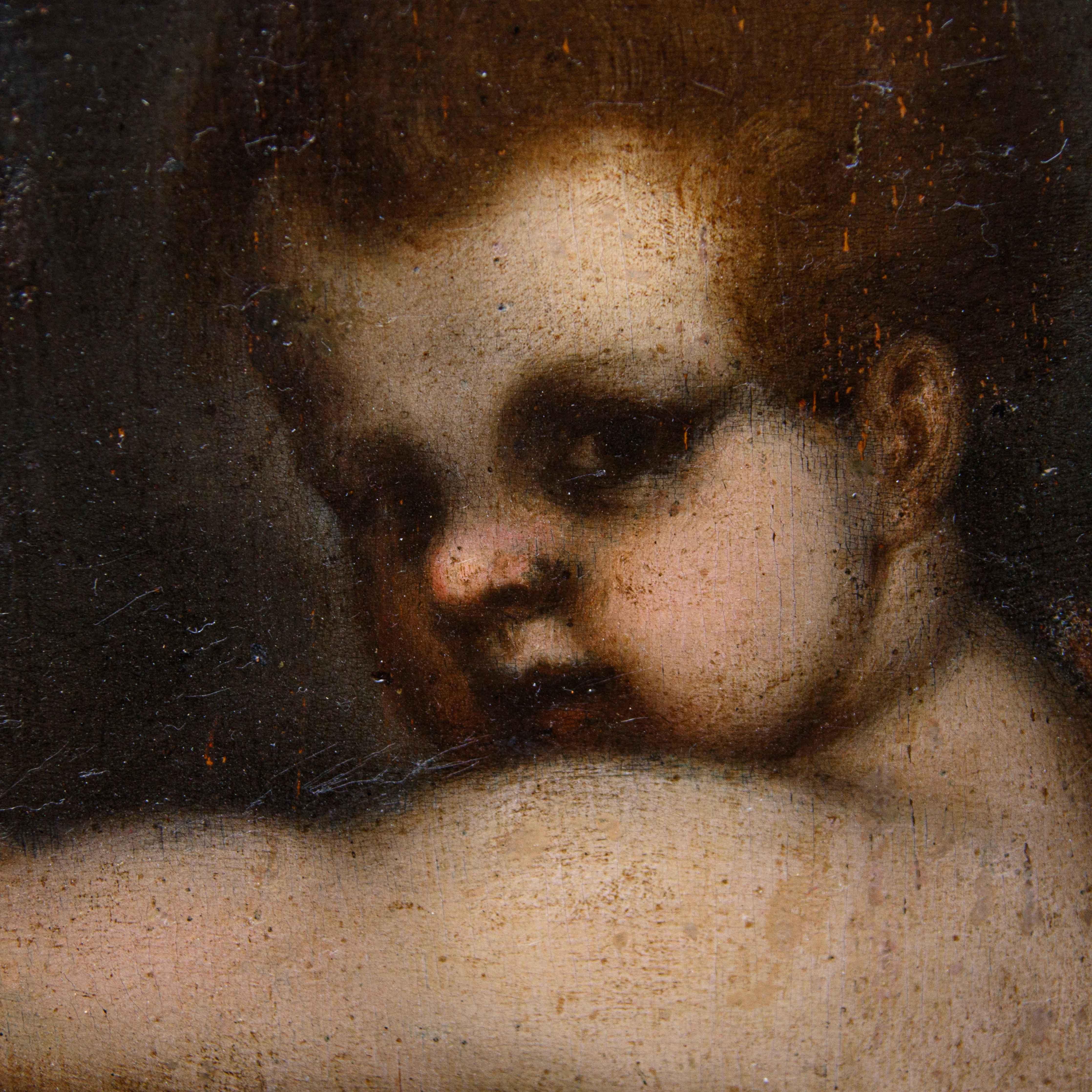 Scuola di Andrea del Sarto (Firenze, 1486 – Firenze, 1530), San Giovannino - Figurative Painting Black di Andrea Del Sarto 