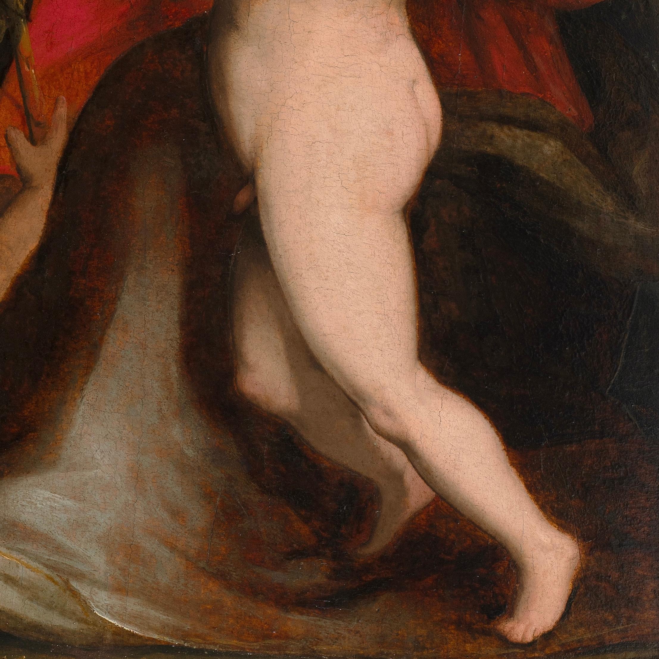 Florentine, metà del XVI secolo 
Circolo di Tomaso D'Antonio Manzuoli, detto Maso da San Friano (1536-1571)
La Vergine e il Bambino con il Bambino Battista
Dopo Andrea Del Sarto (1486-1531)
Olio su pannello di pioppo
In una cornice olandese in