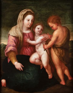 Virgin with Child & St John, oil on marble, late 16th century Florentine school