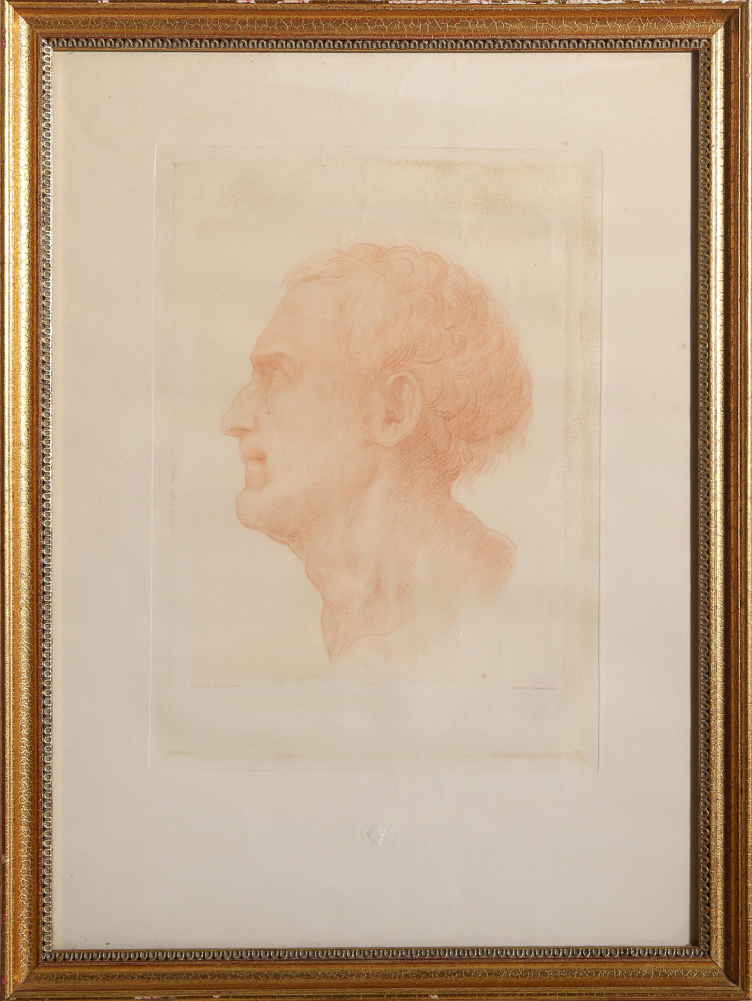 Portrait Print Andrea Del Sarto  - Profil d'homme, lithographie des maîtres anciens d'après Andrea Del Sarto