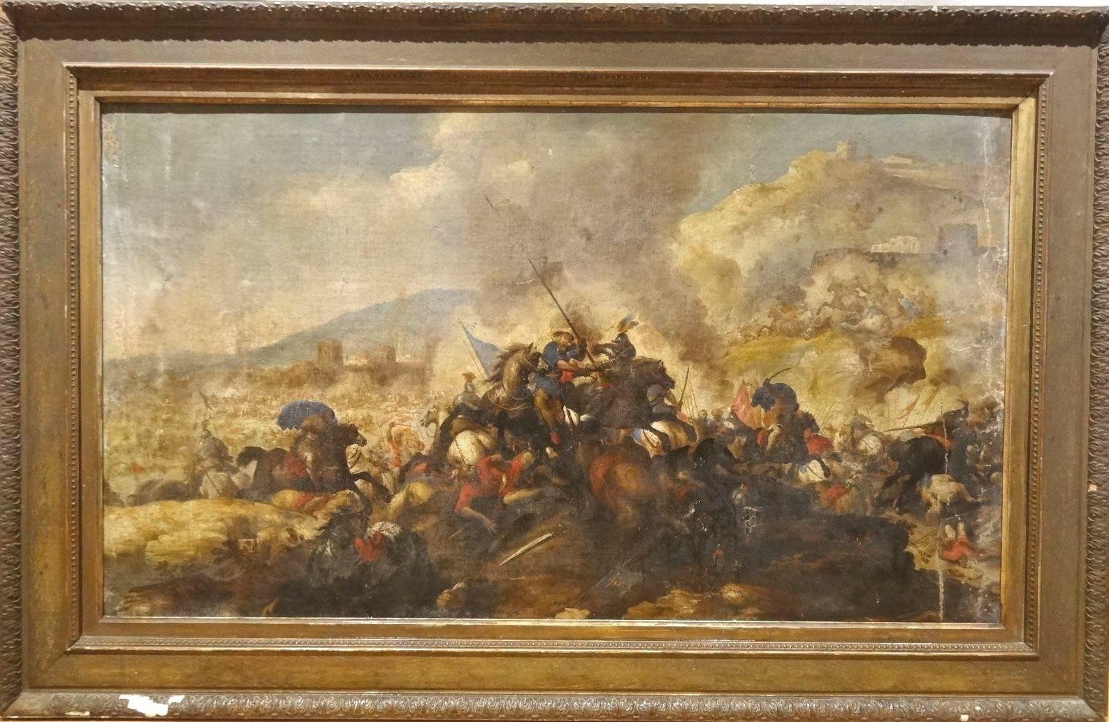 Andrea Di Lione Landscape Painting - Italian Wars Battle Scene, 17th Century