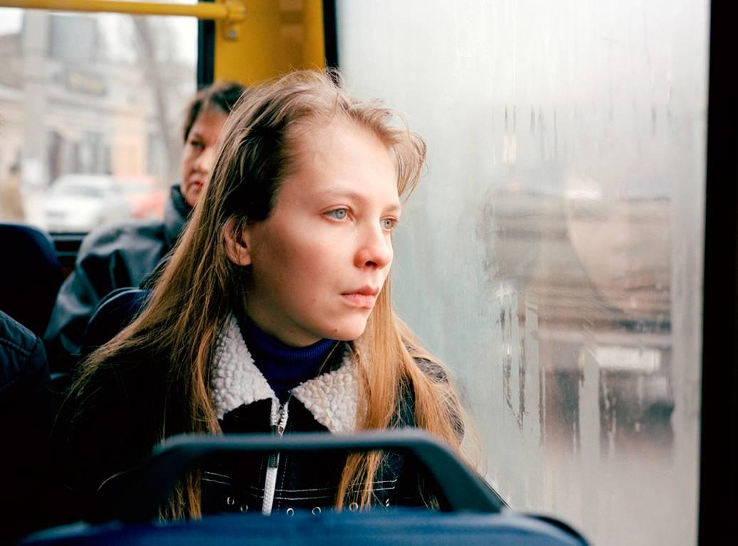 Andrea Diefenbach Color Photograph - Untitled (Natascha on Bus)