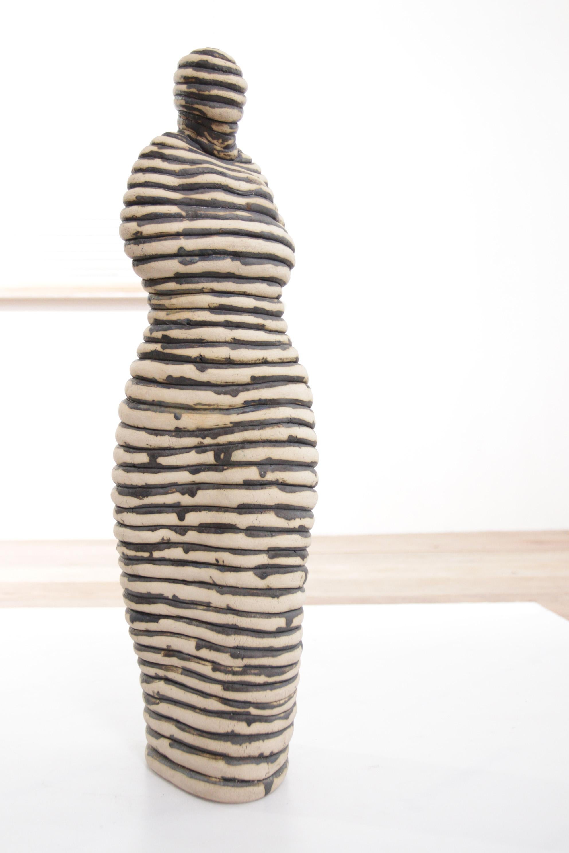 Modern Andrea Dogterom Ceramic Sculpture Women in Stripes