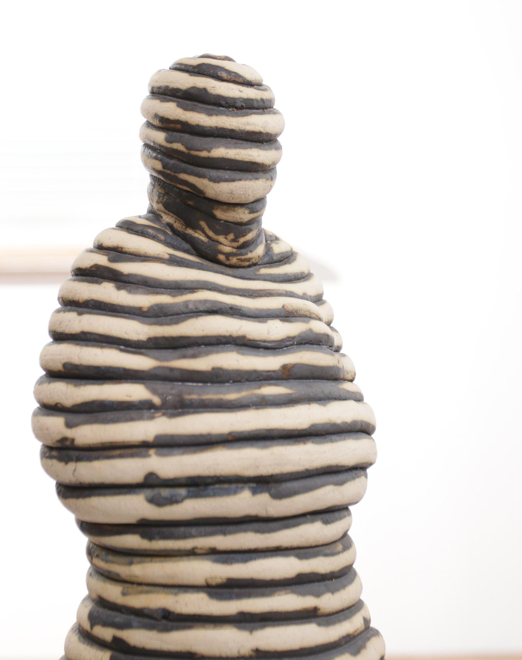 Dutch Andrea Dogterom Ceramic Sculpture Women in Stripes