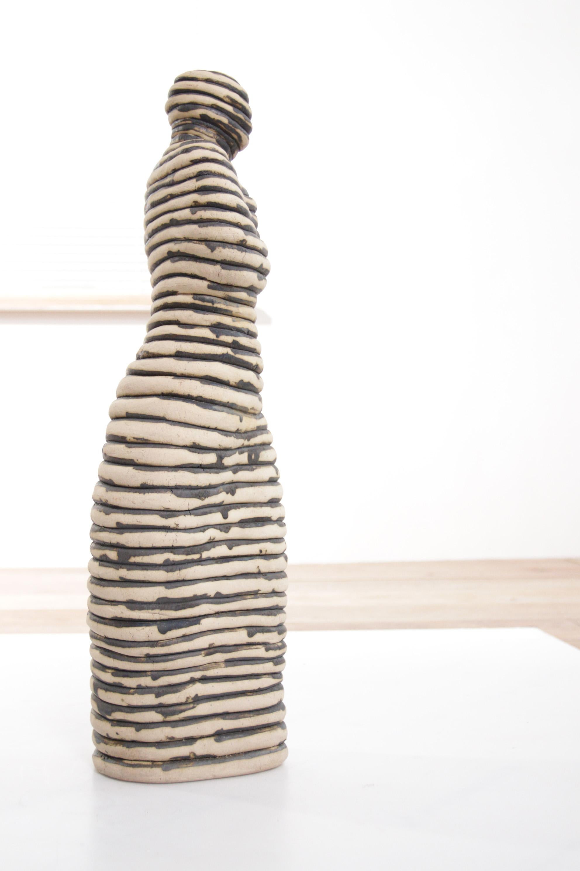 Contemporary Andrea Dogterom Ceramic Sculpture Women in Stripes