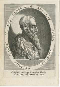 Andrea Doria Portrait, Atrium Heroicum Engraving, Augsburg, c.1602