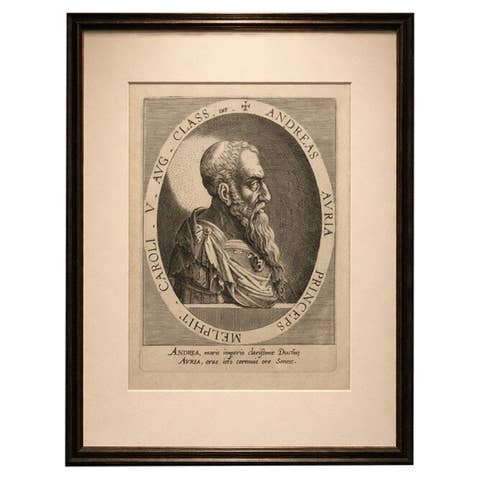 Andrea Doria Portrait, Atrium Heroicum Engraving, Augsburg, c.1602