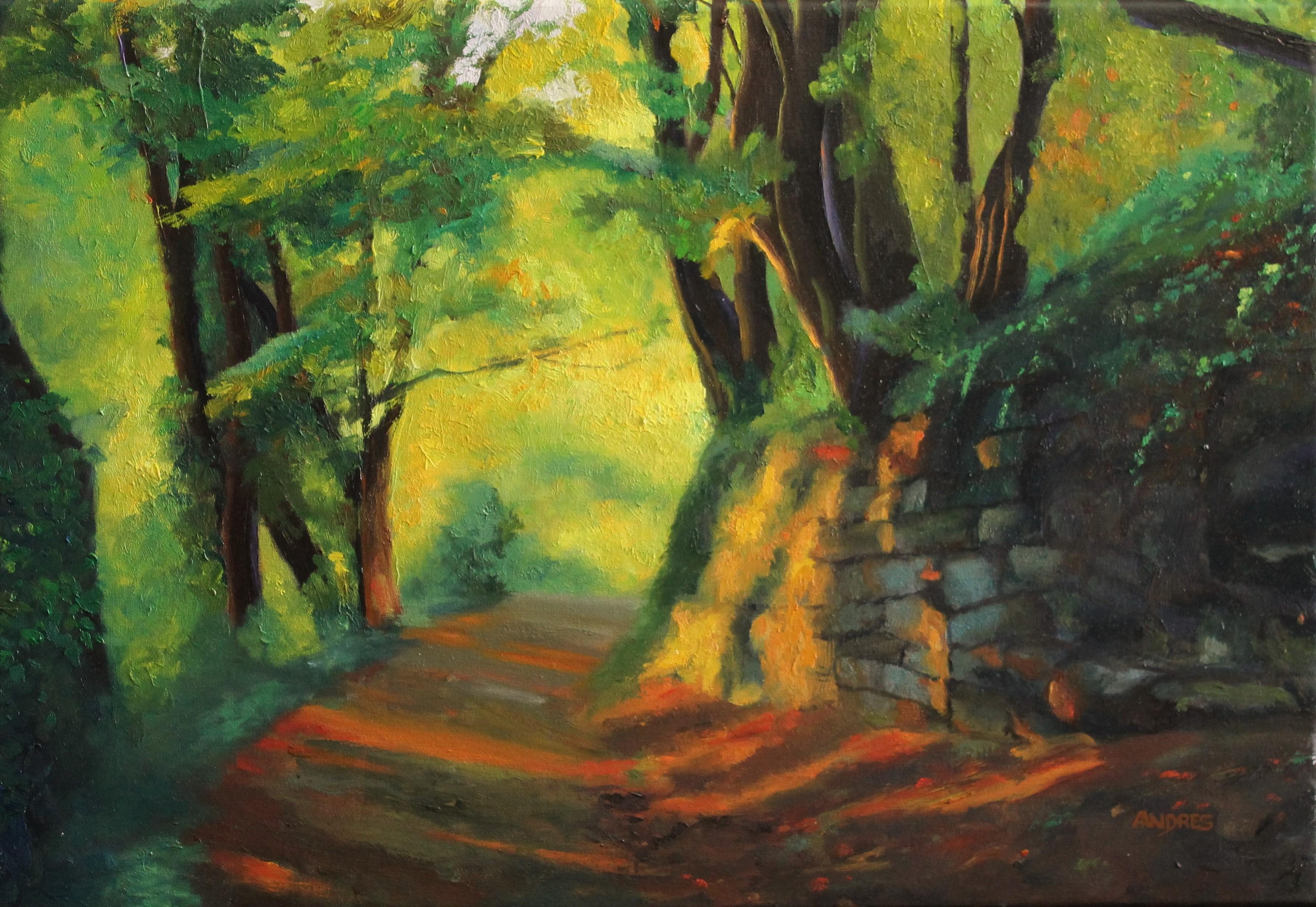 Andres Lopez Landscape Painting - Path in the Forest