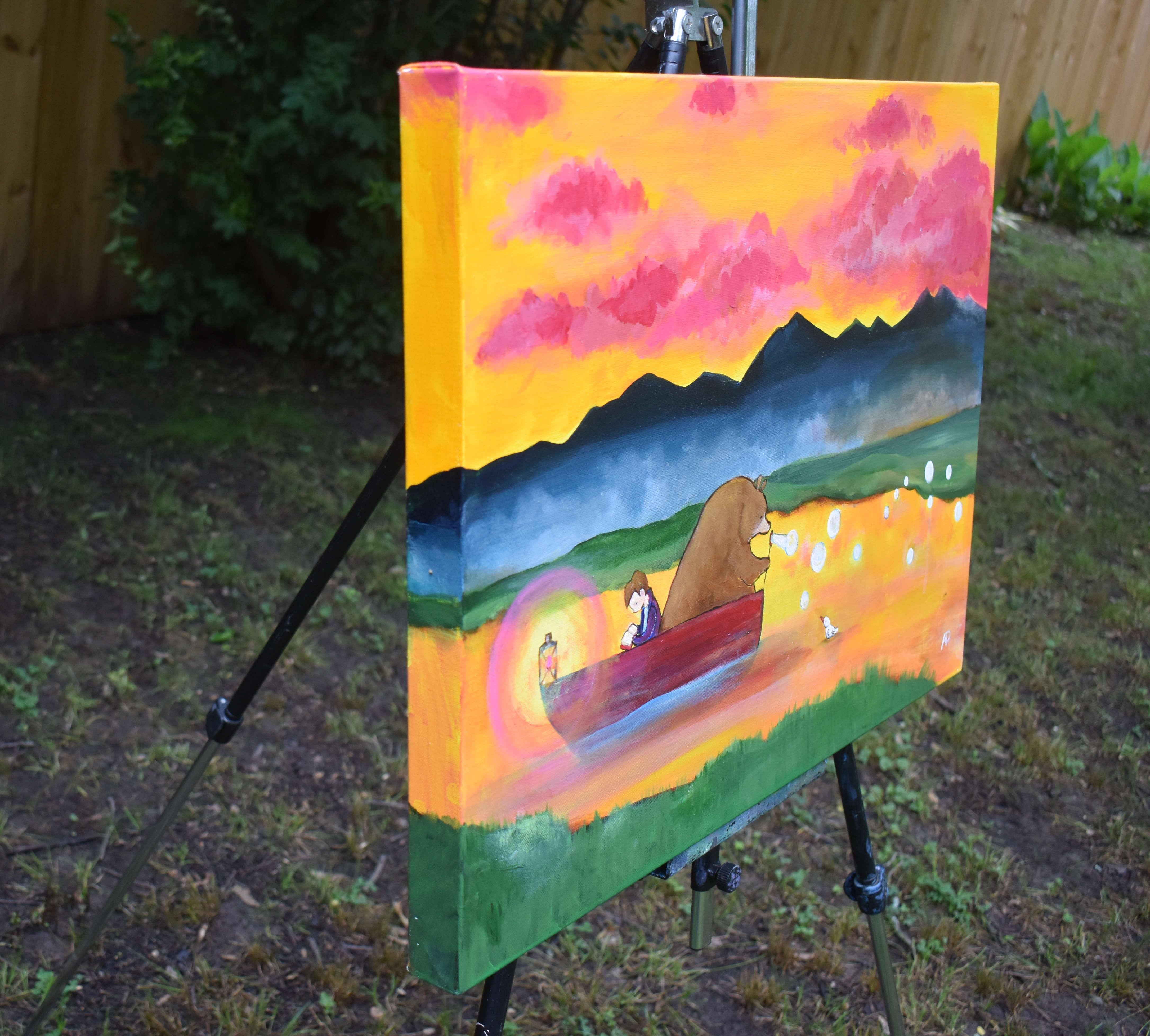 Puesta de sol en el río, Pintura original - Painting de Andrea Doss