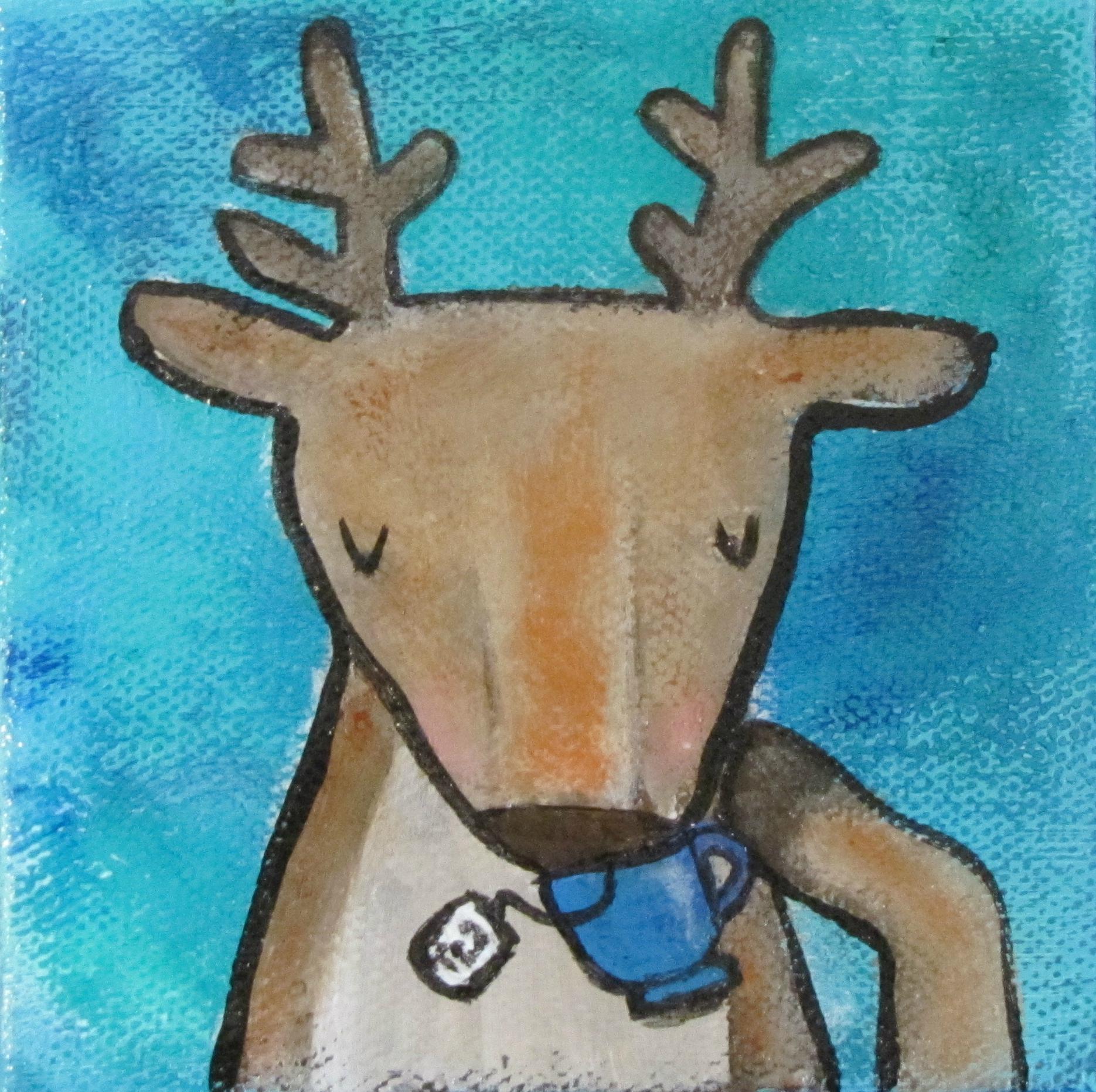Andrea Doss Animal Painting - Tea with a Deer