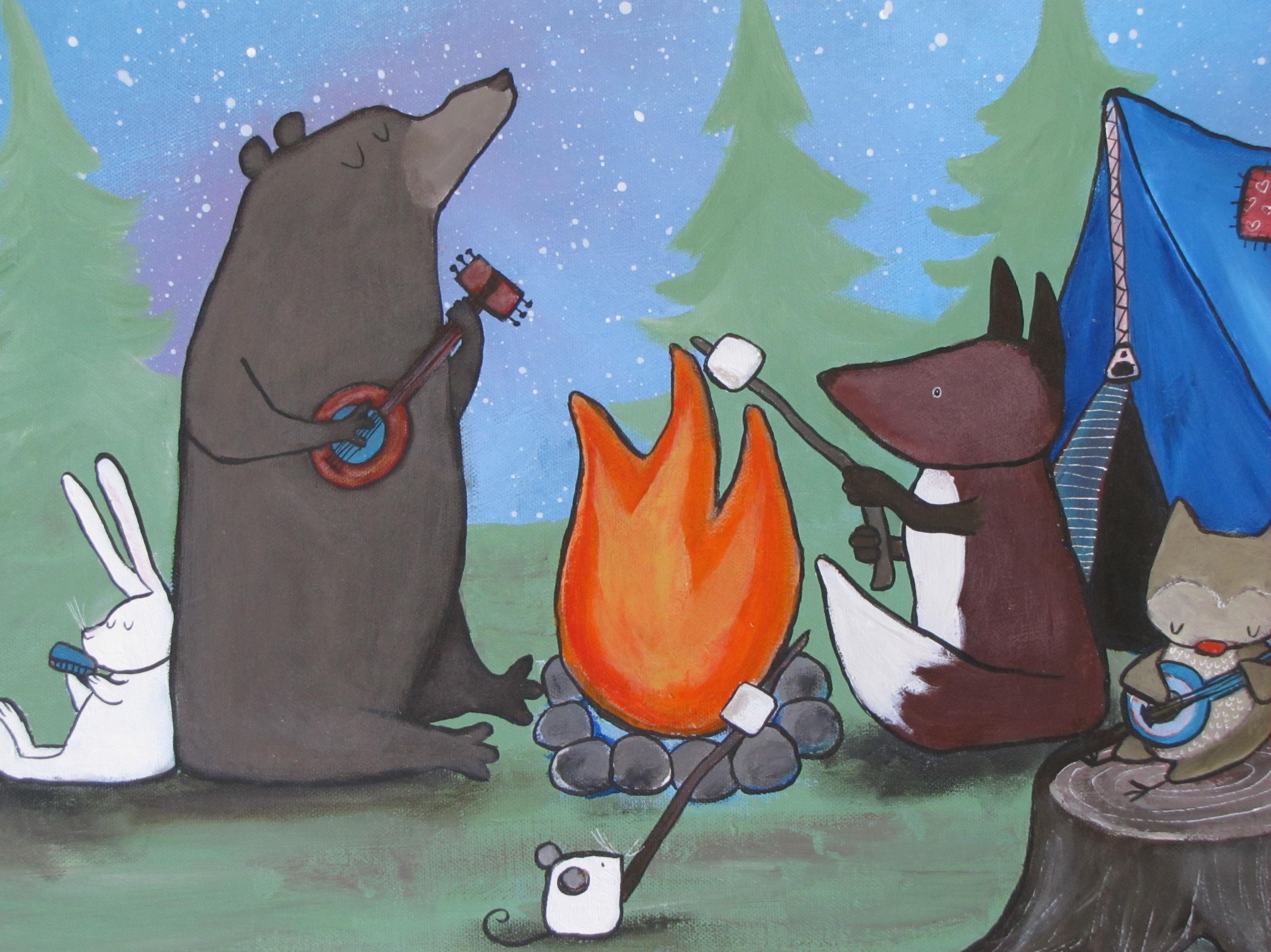 paintings of camping