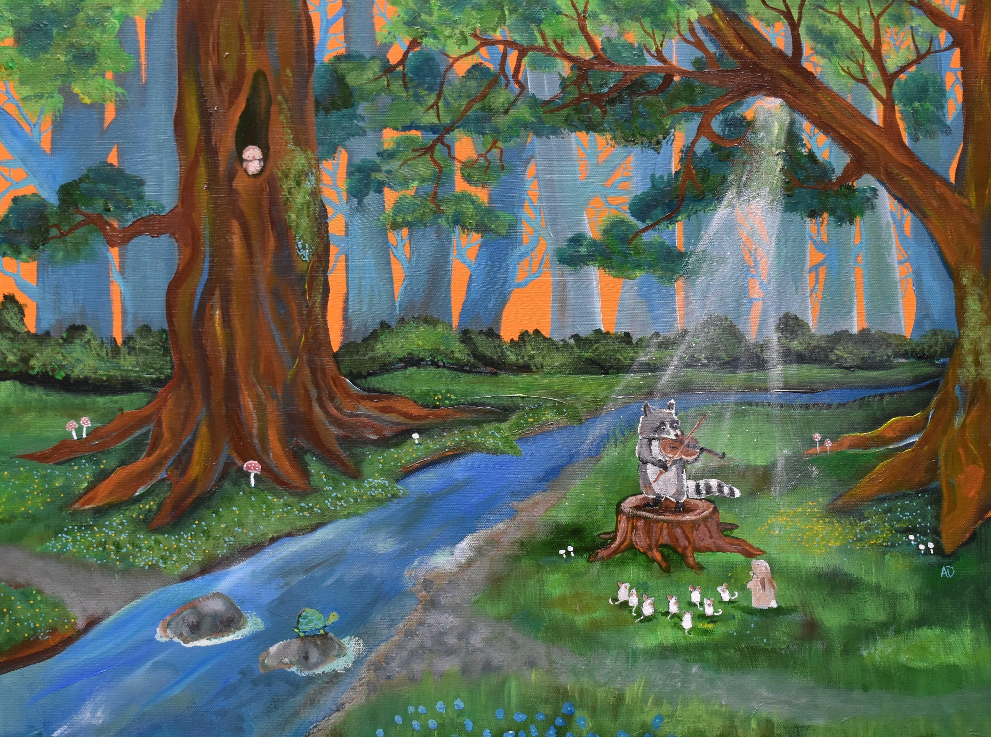 Animal Painting Andrea Doss - Le concert de violon, peinture originale