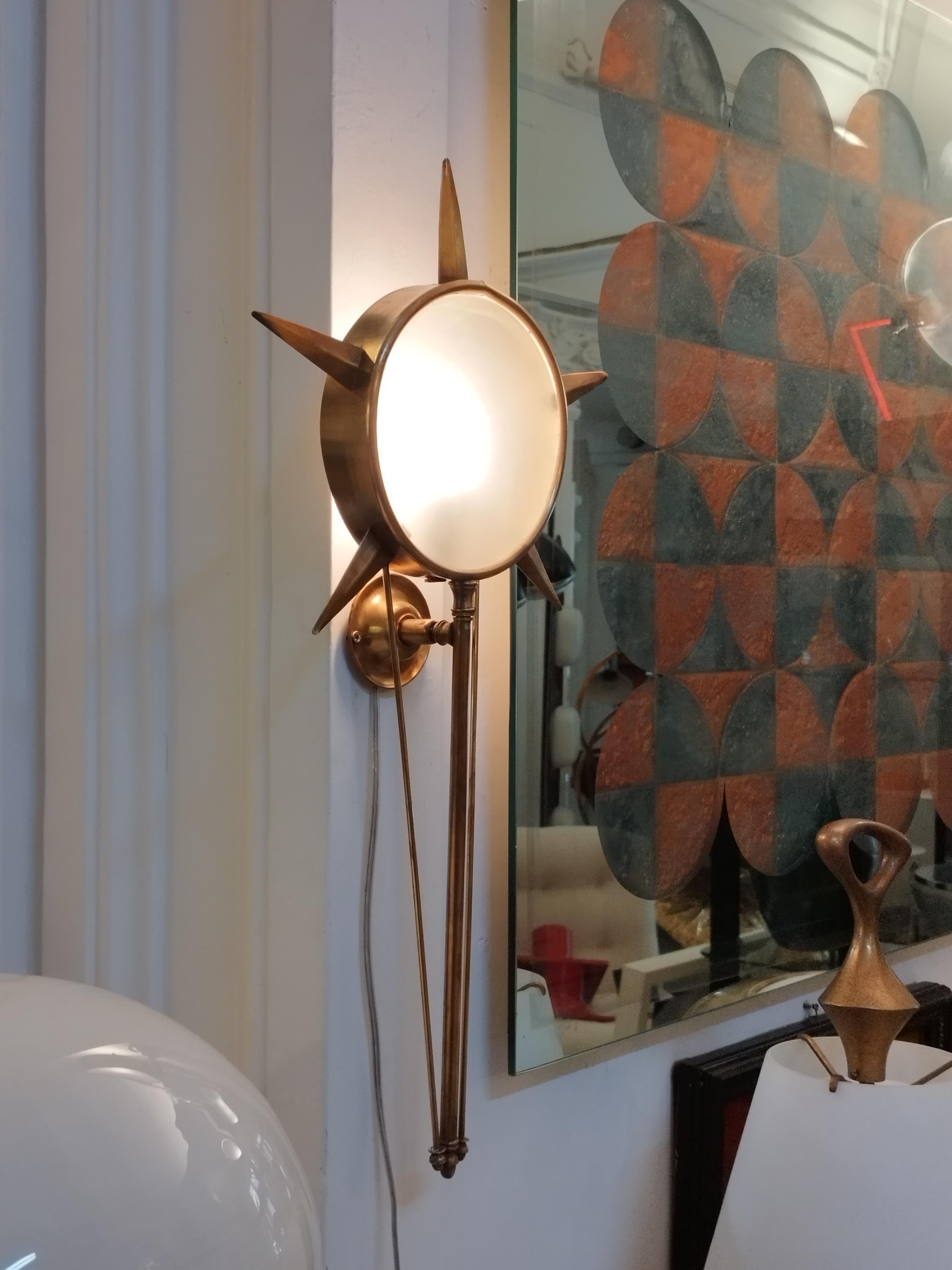 Arredoluce Brass Wall Lamp, Italy, 1950s 2