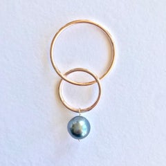 Andrea Estelle 14 Karat Gold with Tahitian Pearl Hoop Earrings