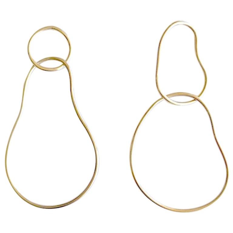 Andrea Estelle Fluid Interlocking 14 Karat White Gold Hoop Earrings For Sale
