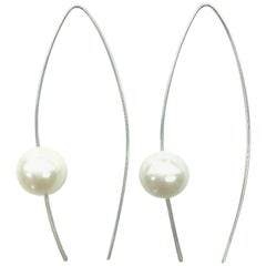 Andrea Estelle South Sea Pearl on a Wire 14 Karat White Gold Earrings