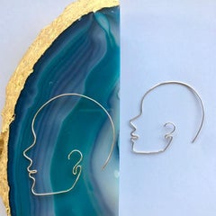 Andrea Estelle Wire Art 14 Karat Gold Face Hoop Earrings