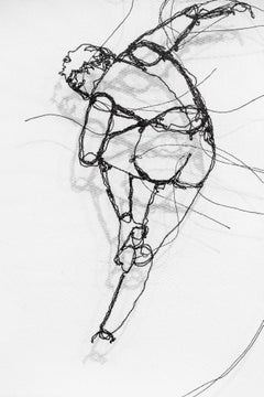 „Freemotion II“, Faserkunst, Figurative Kunst, Akt Tänzerin, Tanz, Faden