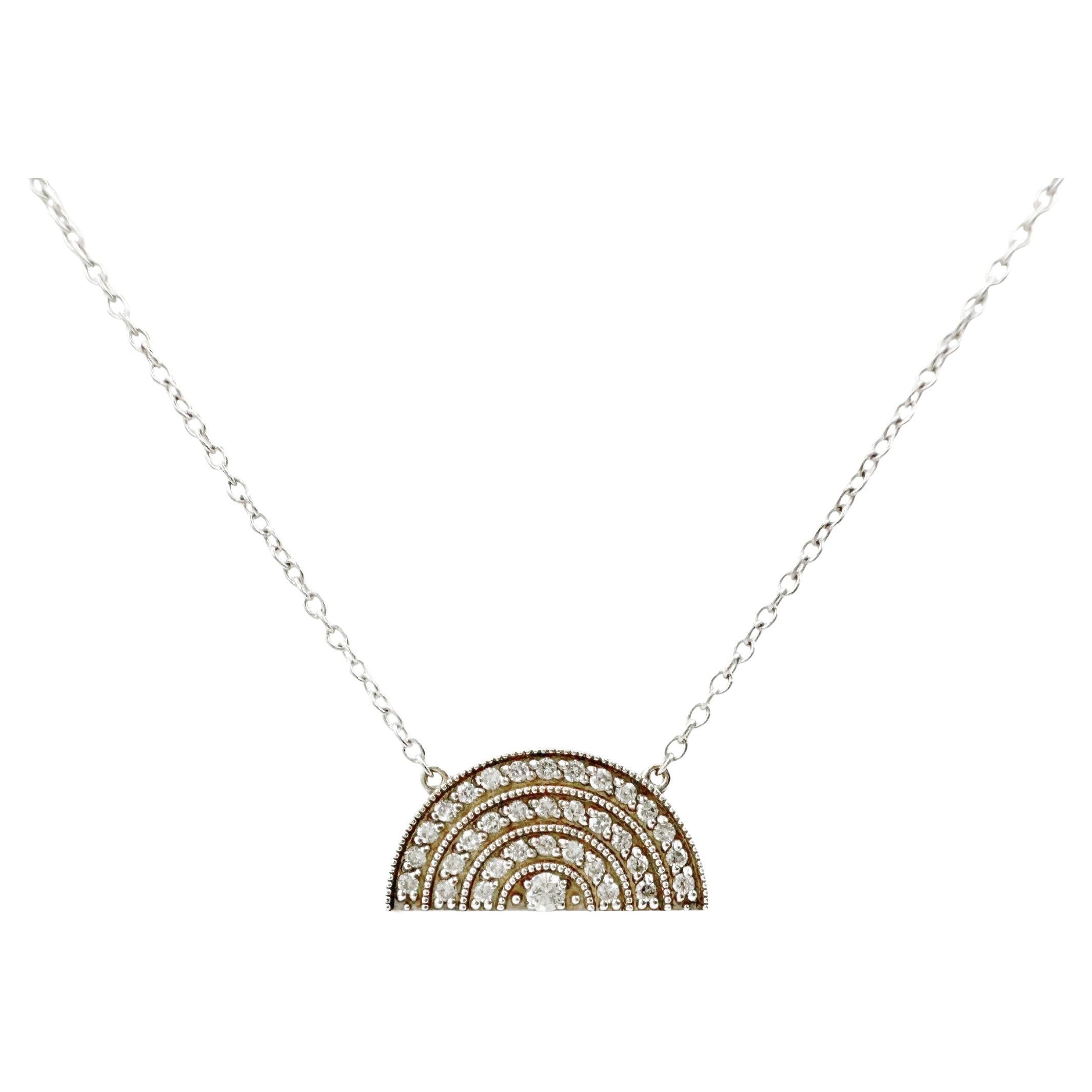 Andrea Fohrman Diamond 18k White Gold Small Rainbow Designer Necklace For Sale