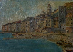 Andrea Folis, Ligurian Coast, Early 1900s Oil on Panel