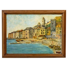 Andrea Folis, Ligurian Coast, Early 1900s Oil on Panel