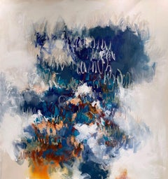 « Meditative Flow 55 », peinture contemporaine en techniques mixtes sur toile de lin, 2024