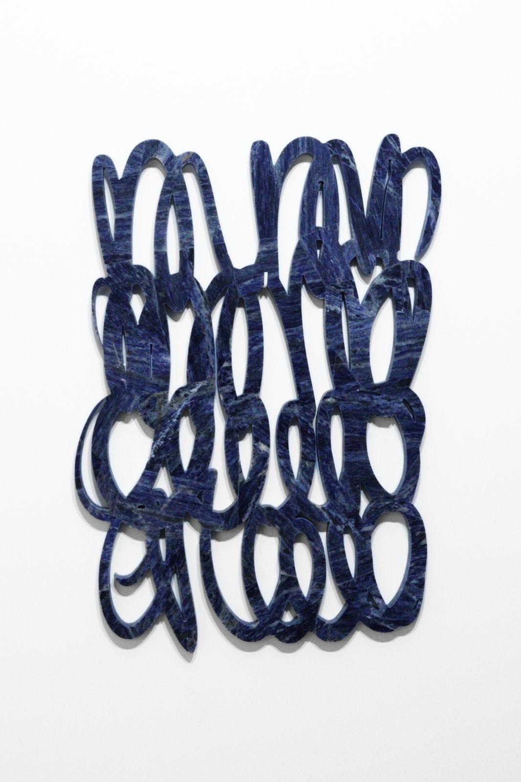 Andrea Gallotti Abstract Sculpture - Marmi 3 - Marble Sculpture, Brazilian Blue Sodalite, 2025, Signed, 24x16"
