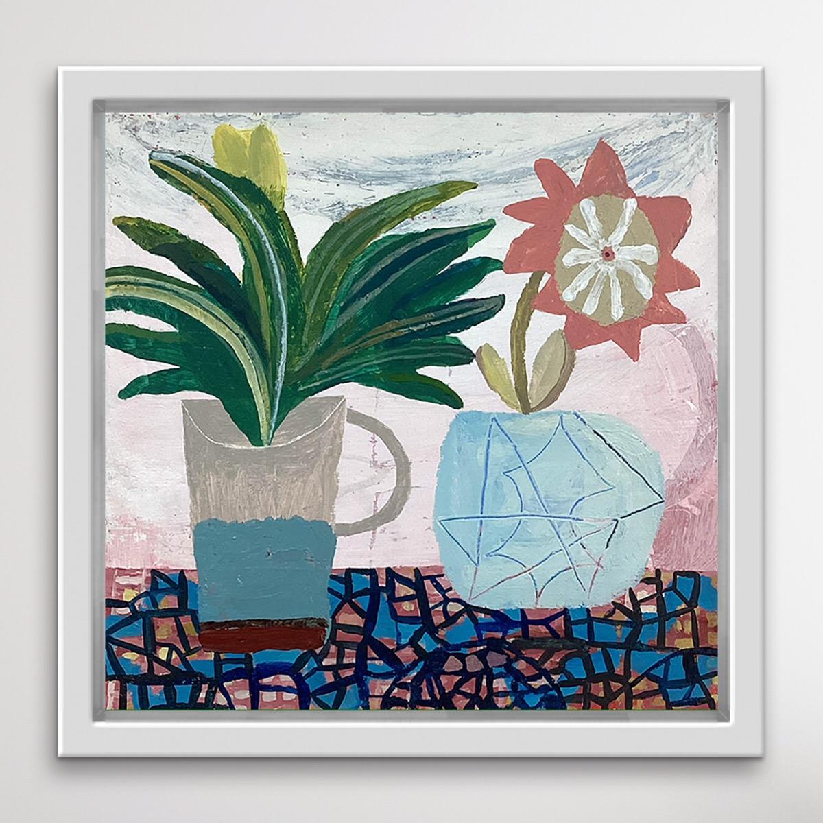 Stillleben mit Mosaik-Tisch, Originalkunst, erschwingliche Kunst, Blumenkunst im Angebot 2
