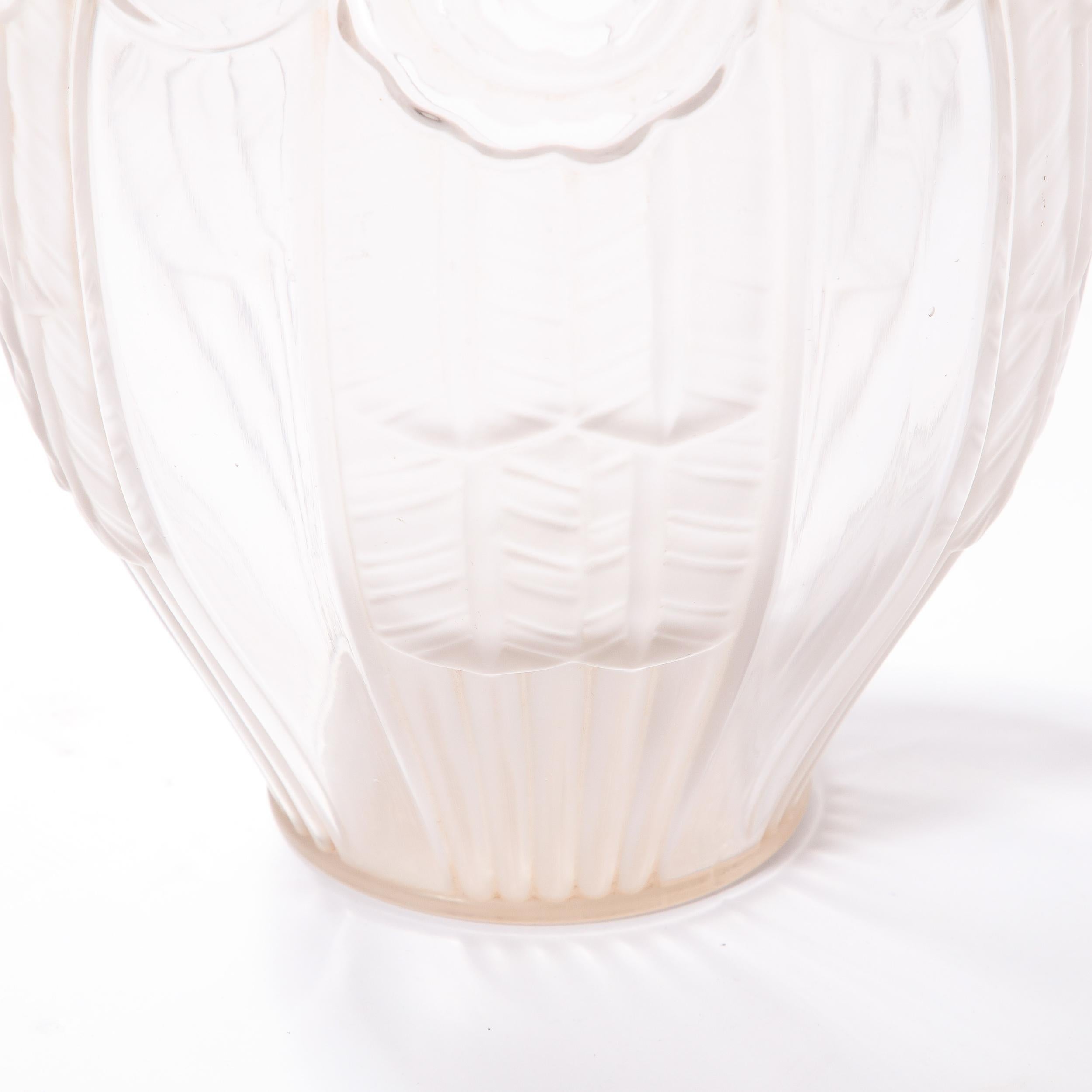 Andrea Hunebelle Translucent Frosted Tinted Glass Vase with Rose Detailing 1