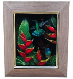 Heliconia and Green Violet Ear Hummingbird, Costa Rica