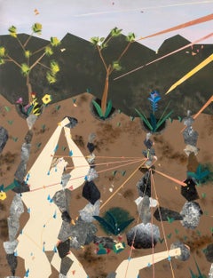 "We Stacked Rocks in the Desert Until We Sweat", Acrylic on Panel, 2018